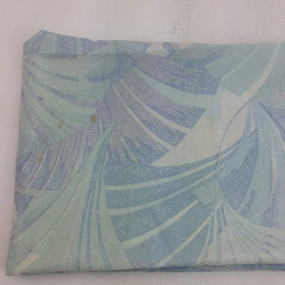 Vintage JP Stevens Company 80's Twin Sheet Set Blue Geometric Leaves